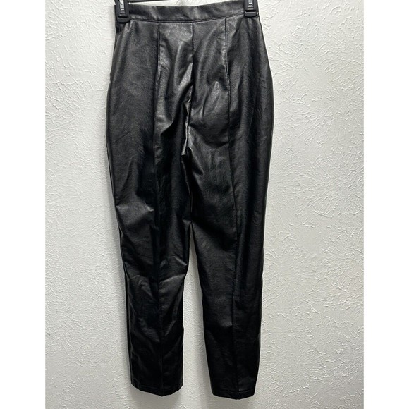 Princess Polly High Waist Faux Leather Straight Pants Women Black Size 0 - Picture 3 of 4